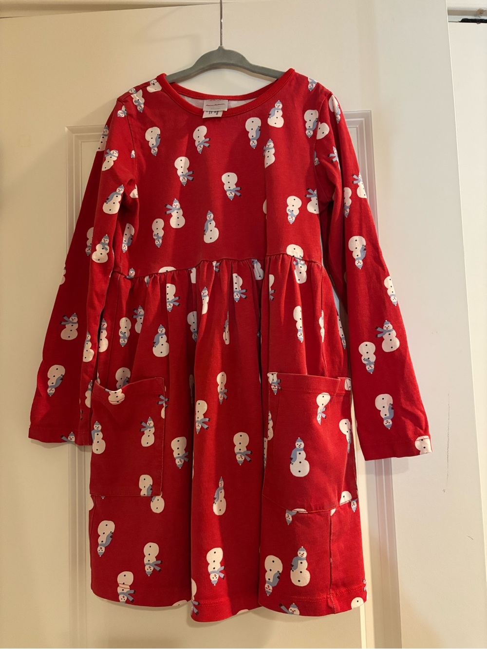 Hanna Andersson Red Snowman Pocket Dress
